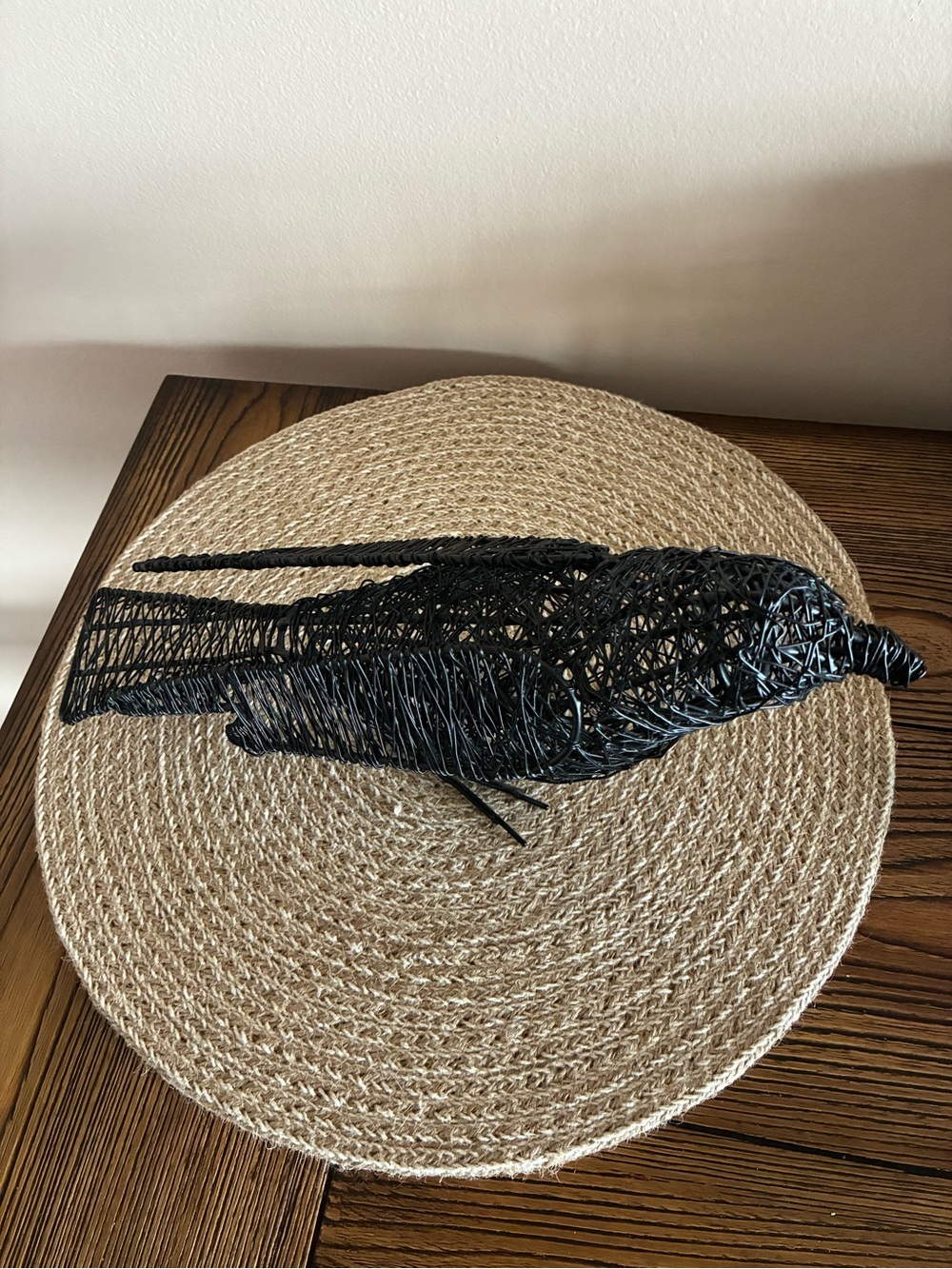 Black Crow Wired Woven Rattan Bird Decor - Home Accents